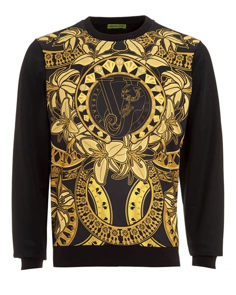 versace black and gold sweatshirt|versace button up shirt men.